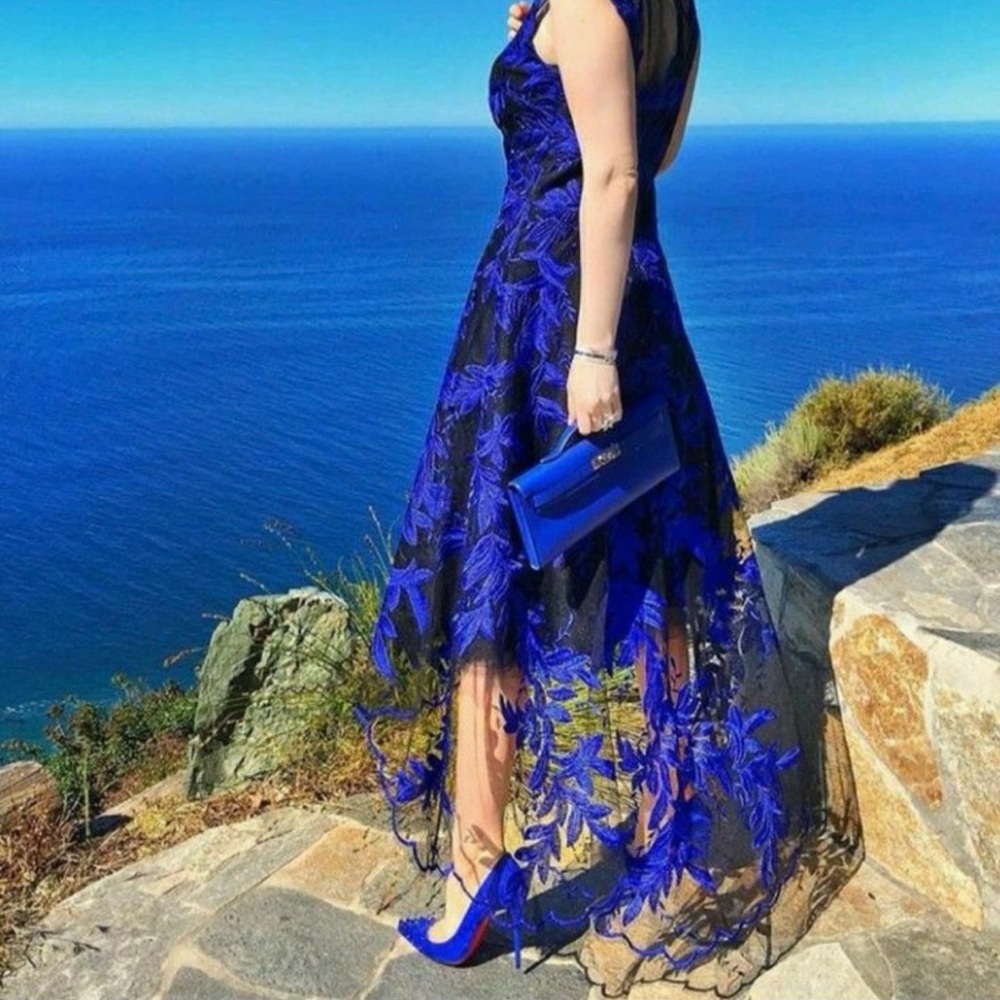 Mariel black with royal blue embroidered dress - Picture 5 of 12